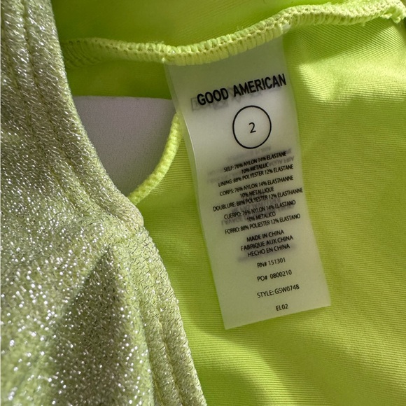 Good American Sparkle Modern Tank One-Piece Swimsuit, Electric Lime, M - Picture 4 of 7